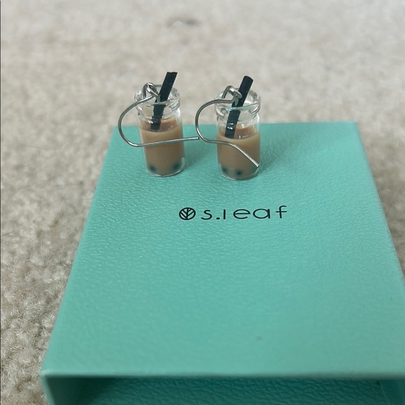 S.leaf Bubble Tea Coffee Earrings - Picture 1 of 3